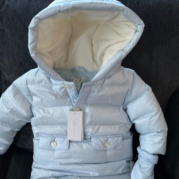 Ralph Lauren Baby Infant 6mos Icicle Blue Bunting Snowsuit Jacket Coat Set - Picture 1 of 9